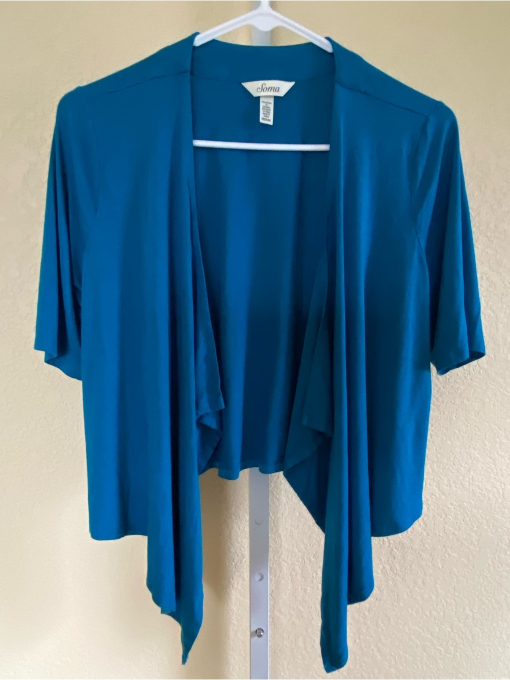 Soma Teal Open-Front Draped Cardigan